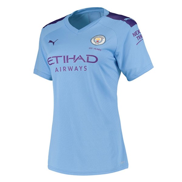 Camiseta Manchester City Replica Primera Ropa Mujer 2019/20 Azul